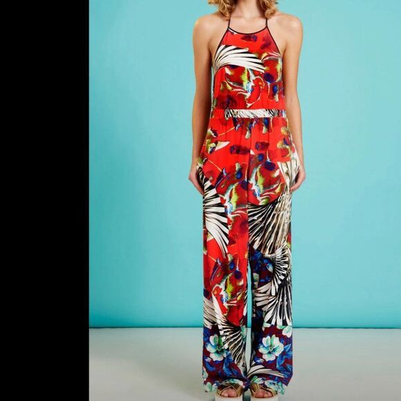 Clover Canyon Floral Wallpaper Jumpsuit Multicolor abstract High Neck Halter - Picture 1 of 9